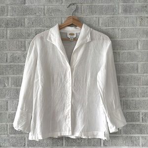 TALBOTS Irish Linen Button Up Top
